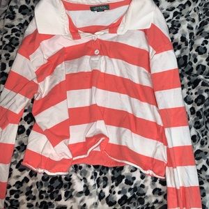 Cute Target Striped Long Sleeve Crop Top
